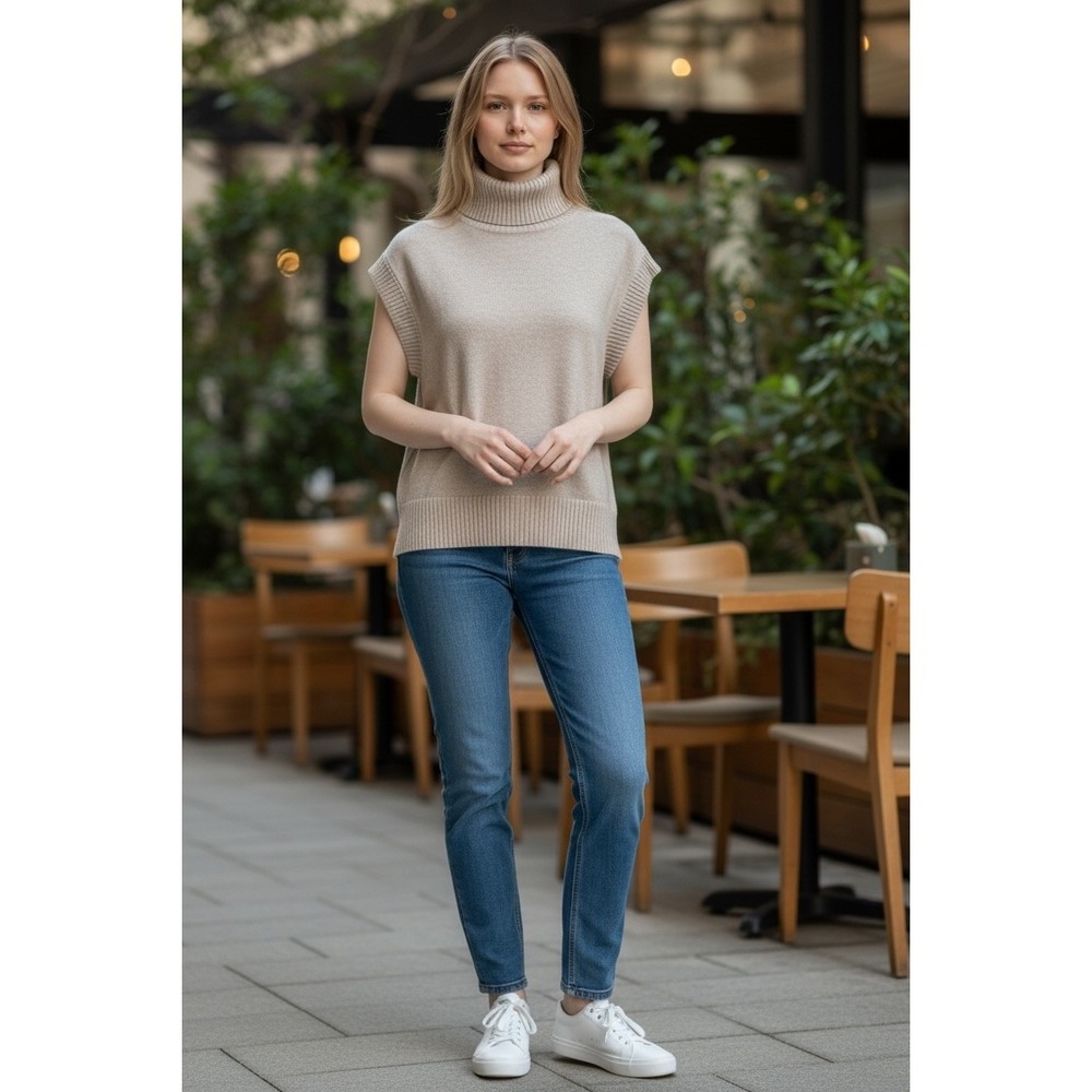 Everlane Turtleneck XL Sweater Vest  Organic Cotton Gray